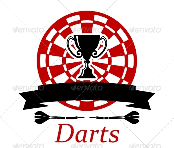 GraphicRiver Darts Emblem with Trophy Cup 8574841 GraphicRiver Darts Emblem with Trophy Cup 8574841