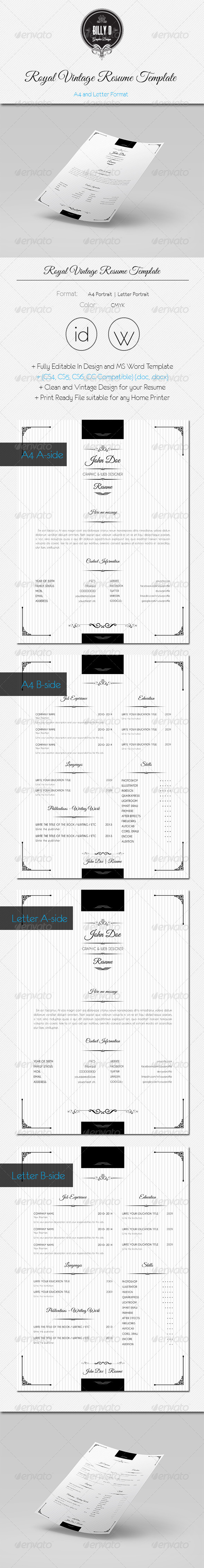 GraphicRiver Royal Vintage Resume Template 8574874 GraphicRiver Royal Vintage Resume Template 8574874