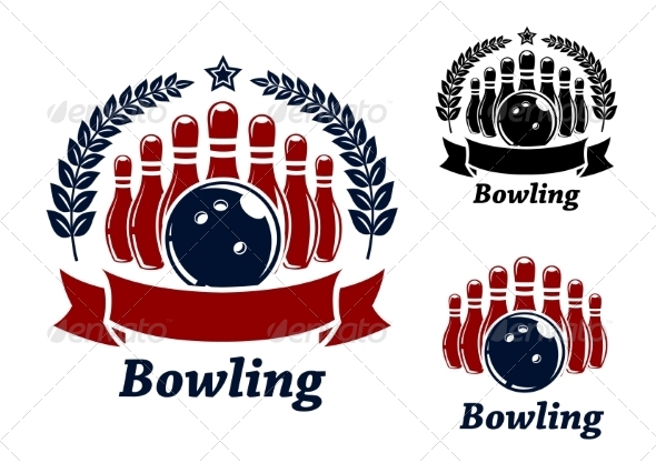 GraphicRiver Bowling Emblem With Ball and Ninepins 8574883 GraphicRiver Bowling Emblem With Ball and Ninepins 8574883