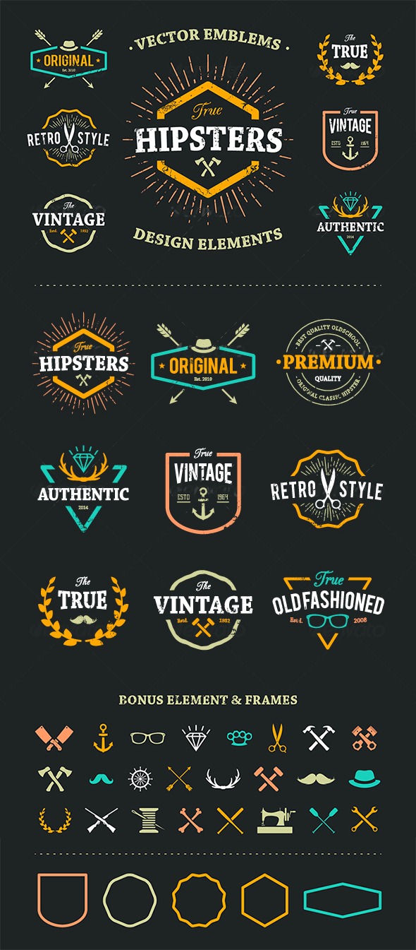 GraphicRiver True Hipster Vector Set 8560359 GraphicRiver True Hipster Vector Set 8560359