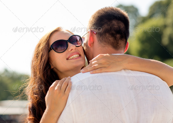 smiling couple in city (Misc) Photo Download