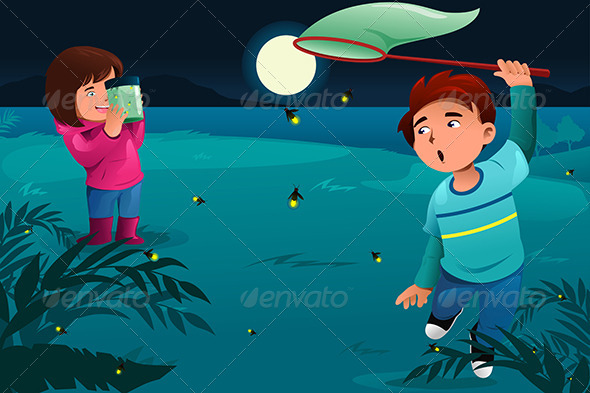 Kids catching Fireflies (People)