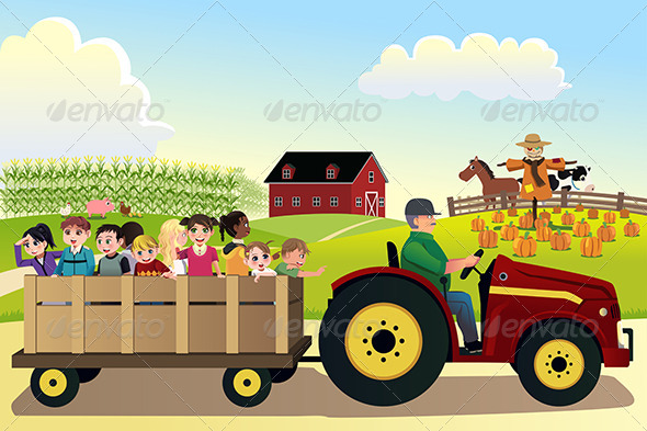 Kids going on a Hayride (People)