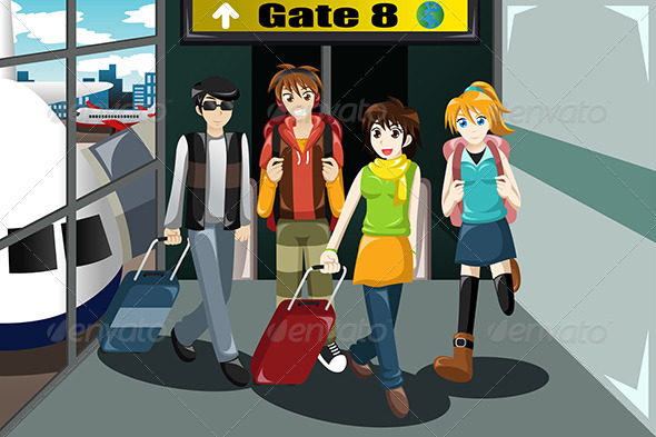 Group of Young People Traveling (Travel)