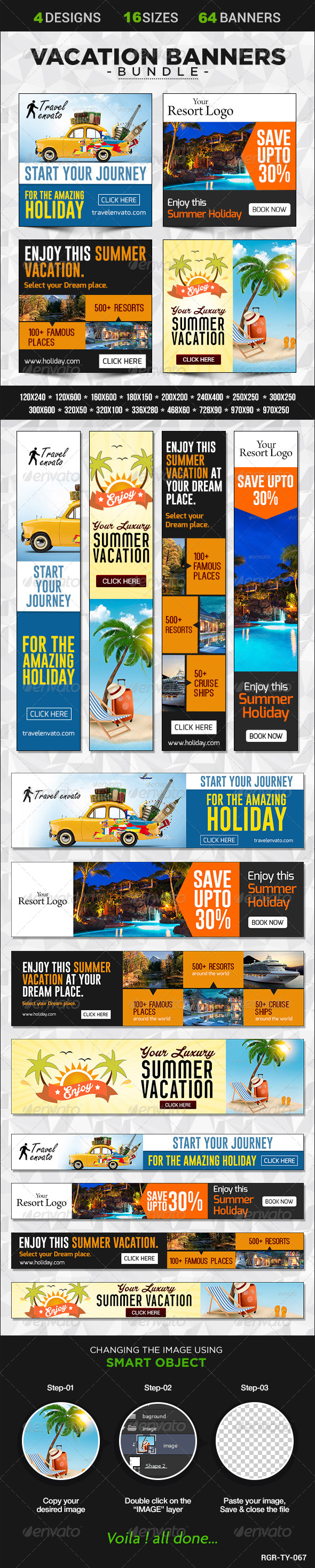 GraphicRiver Vacation Banner Bundle 4 sets 8586068 GraphicRiver Vacation Banner Bundle 4 sets 8586068