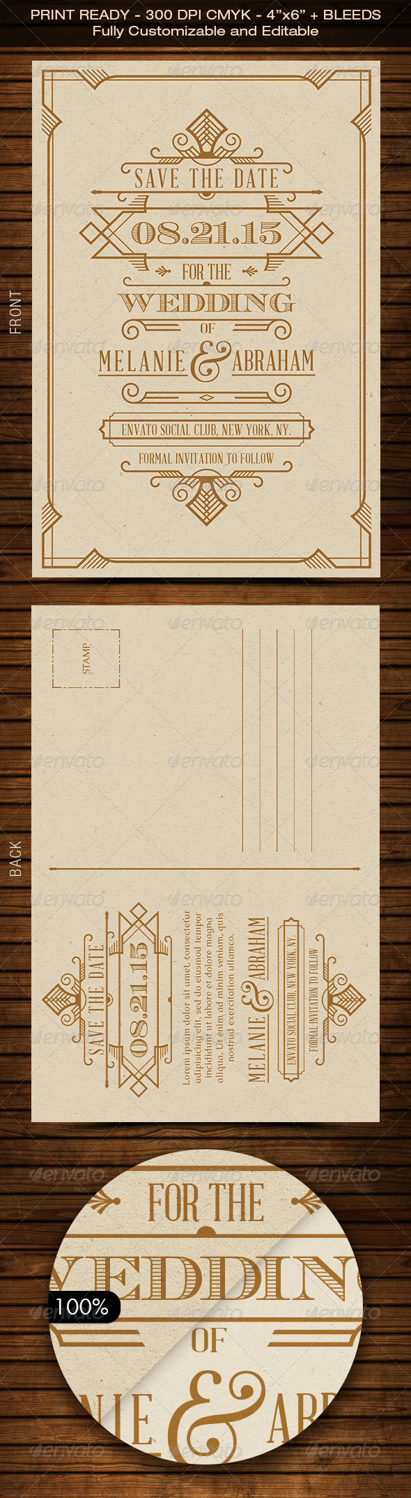 GraphicRiver Wedding Save the Date Post Card Art Deco 04 8586381 GraphicRiver Wedding Save the Date Post Card Art Deco 04 8586381