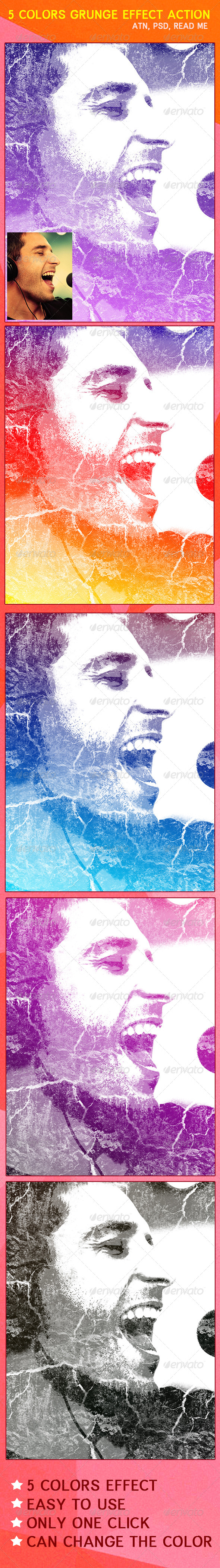 GraphicRiver 5 Colors Grunge Effect Action 8589223 GraphicRiver 5 Colors Grunge Effect Action 8589223