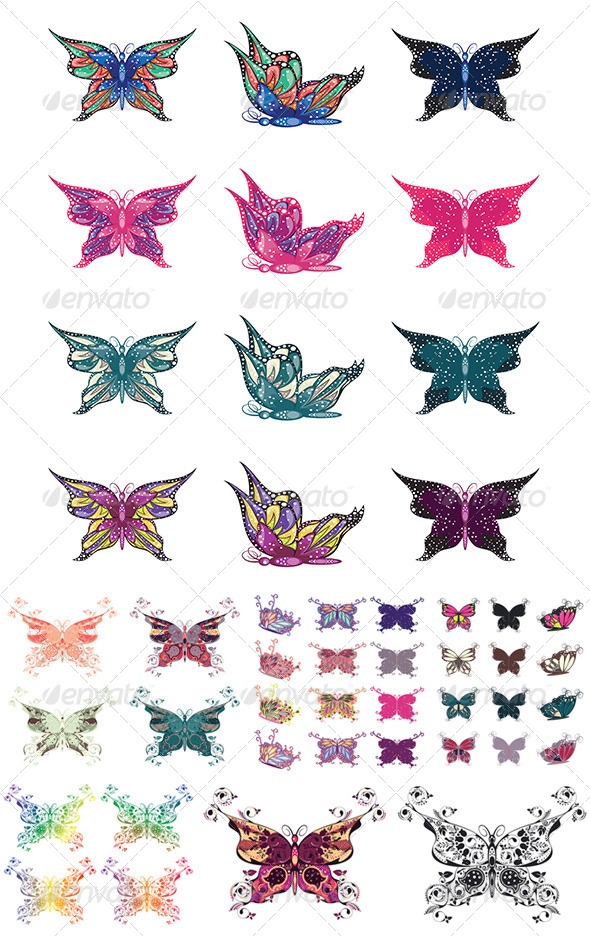 GraphicRiver Colorful Butterflies Set 8589580 GraphicRiver Colorful Butterflies Set 8589580