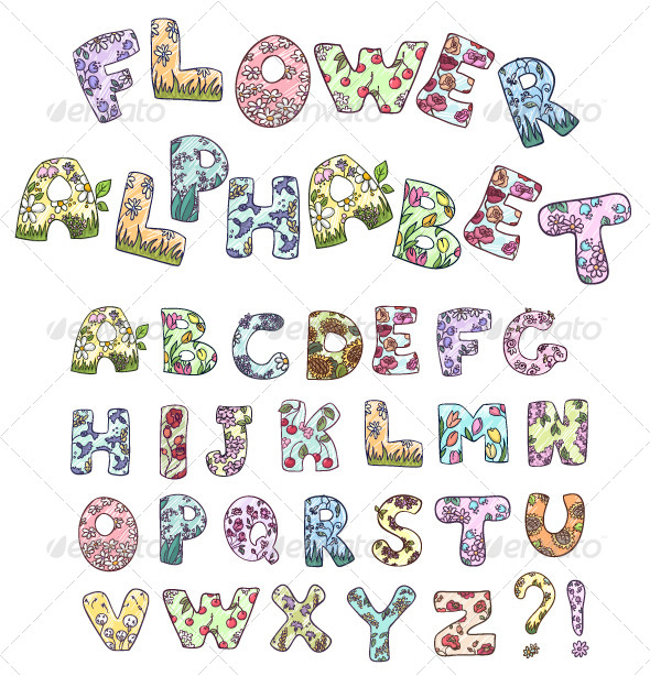 GraphicRiver Cartoon Flower Alphabet 8590708 GraphicRiver Cartoon Flower Alphabet 8590708