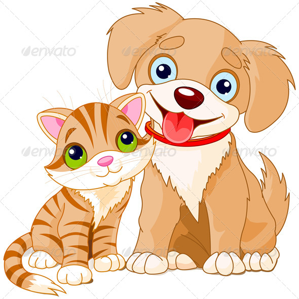 Dog and Cat Together (Animals)