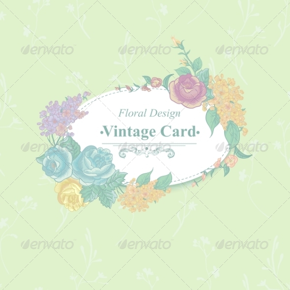 GraphicRiver Vintage Greeting Card with Wildflowers 8597372 GraphicRiver Vintage Greeting Card with Wildflowers 8597372