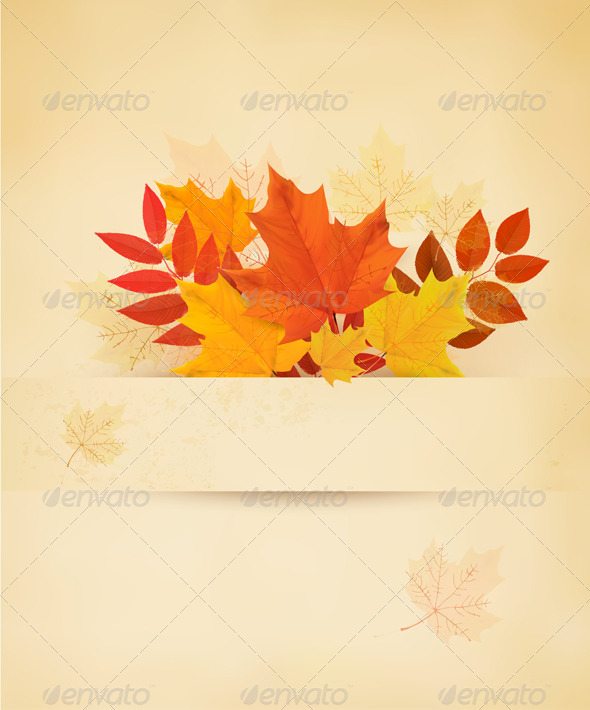 GraphicRiver Retro Autumn Background with Colorful Leaves 8597956 GraphicRiver Retro Autumn Background with Colorful Leaves 8597956