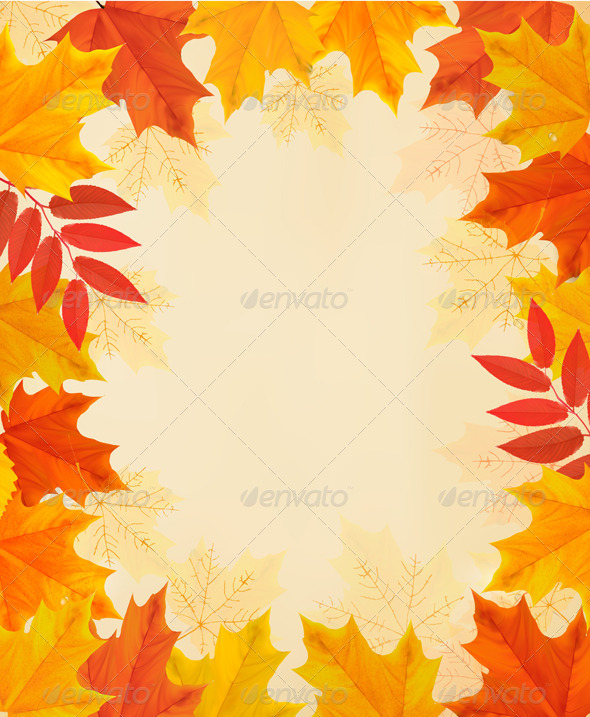Retro Autumn Background with Colorful Leaves Retro Autumn Background with Colorful Leaves
