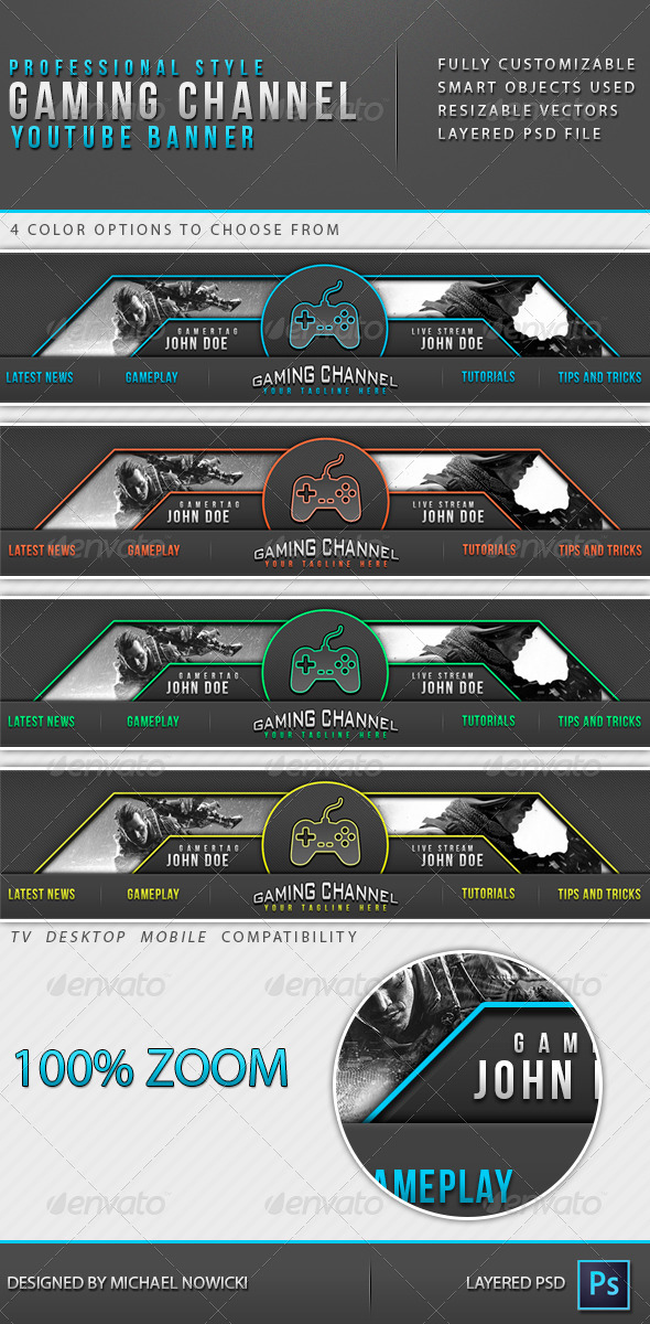 GraphicRiver Gaming Channel Youtube Banner 8598624 GraphicRiver Gaming Channel Youtube Banner 8598624