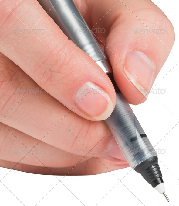 Businesswomans hand writing with pen on white background (Misc) Photo Download