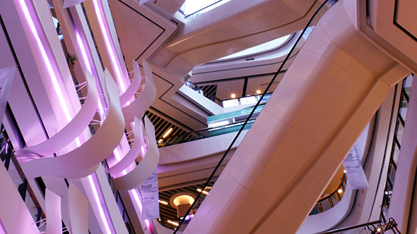 Crowd of Shoppers on Escalator in Shopping Mall Crowd of Shoppers on Escalator in Shopping Mall
