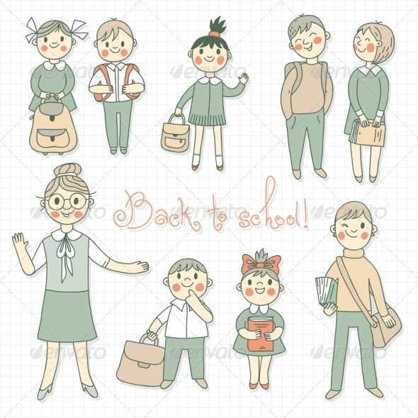 GraphicRiver The Teacher with the Students Back to School 8601349 GraphicRiver The Teacher with the Students Back to School 8601349