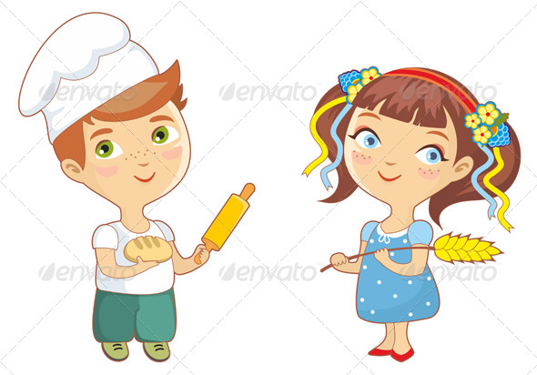 GraphicRiver Baker Children Boy and Girl 8603085 GraphicRiver Baker Children Boy and Girl 8603085