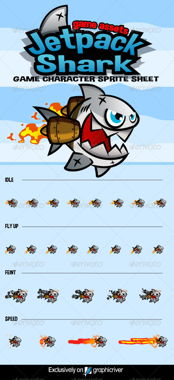 GraphicRiver Jetpack Shark Character Sprite 8603269 GraphicRiver Jetpack Shark Character Sprite 8603269