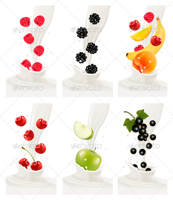 GraphicRiver Colorful Fresh Fruits Falling into a Milky Splash 8597959 GraphicRiver Colorful Fresh Fruits Falling into a Milky Splash 8597959