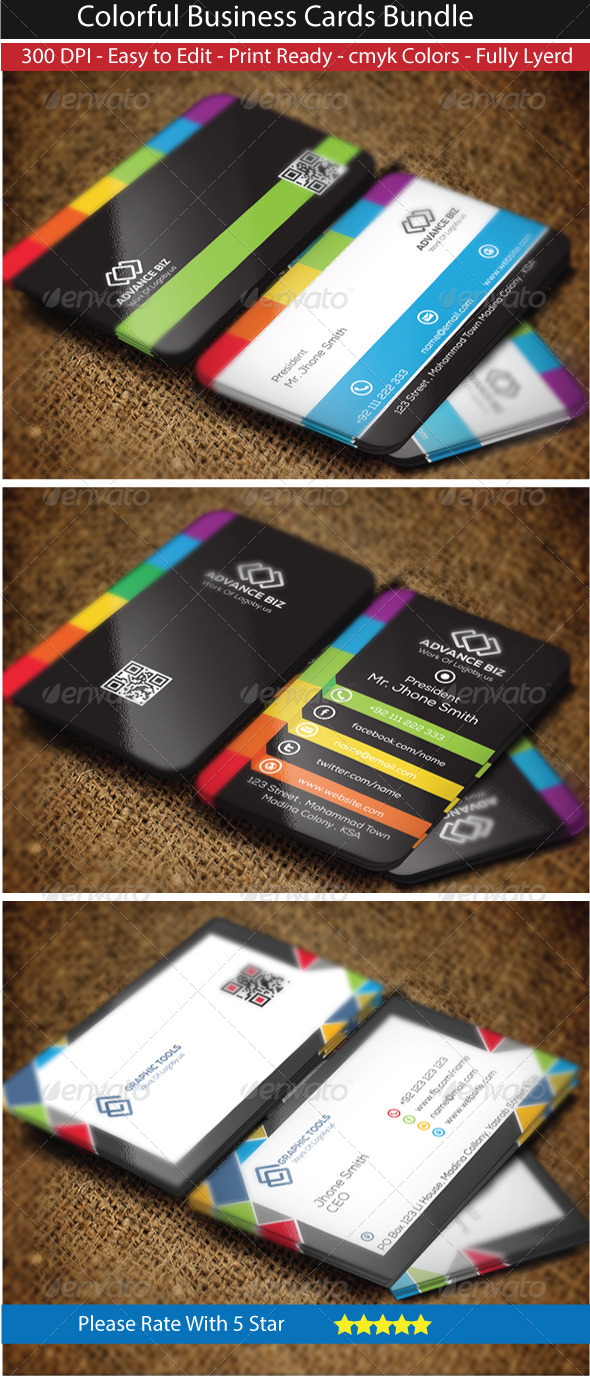 GraphicRiver Colorful Modern Business Card Bundle 8608665 GraphicRiver Colorful Modern Business Card Bundle 8608665