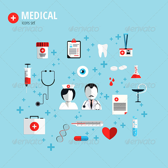 GraphicRiver Flat Design Icons for Health Care 8607895 GraphicRiver Flat Design Icons for Health Care 8607895