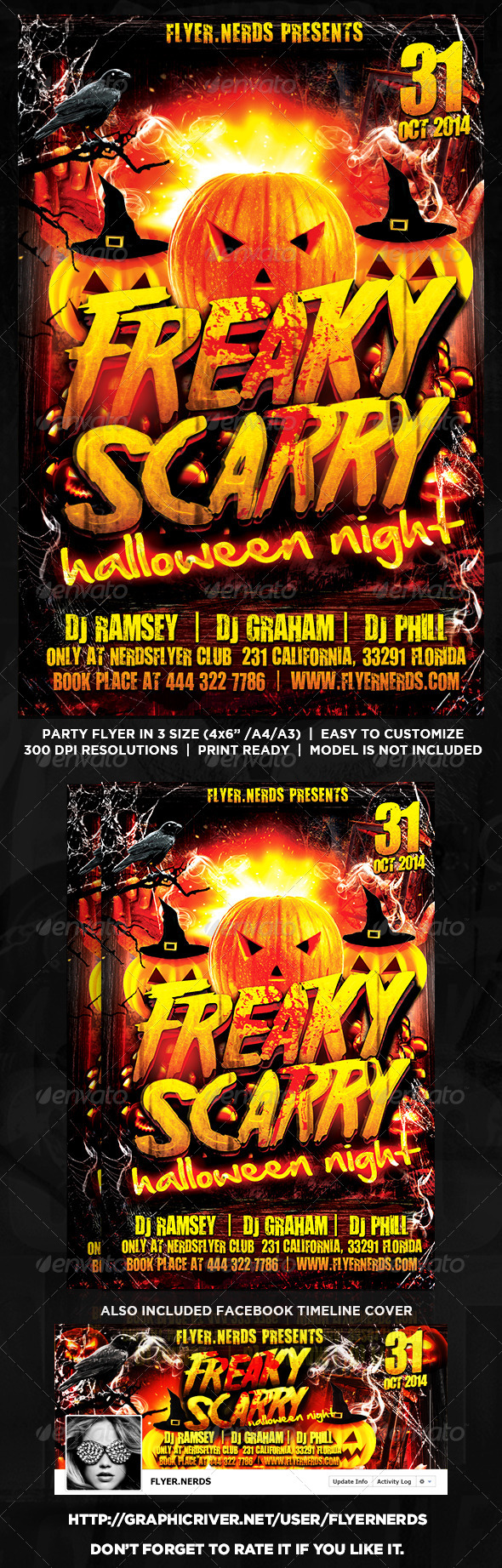 Freaky Scarry Halloween Night Party Flyer (Clubs & Parties)