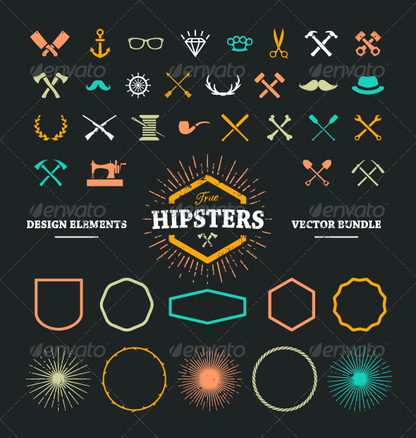 GraphicRiver Hipster Design Elements 8609340 GraphicRiver Hipster Design Elements 8609340