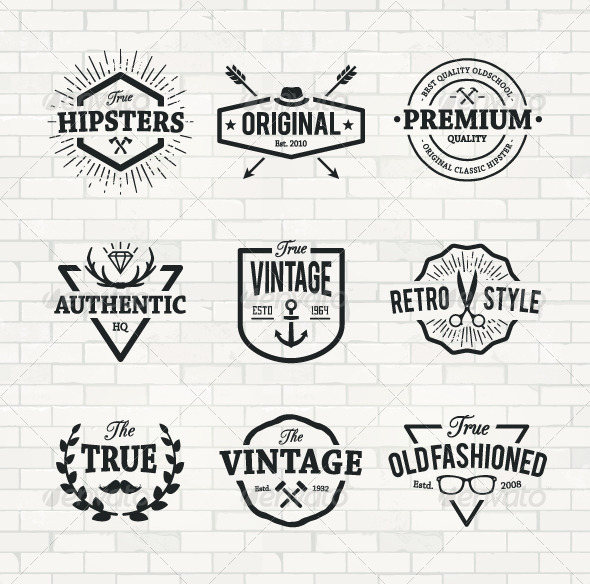 GraphicRiver Hipster Emblems Set 8609354 GraphicRiver Hipster Emblems Set 8609354