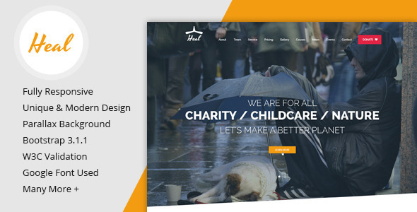 Heal - One Page Charity HTML Template