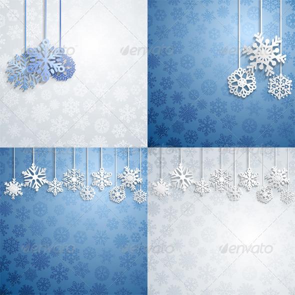 Christmas Backgrounds with Hanging Snowflakes (Christmas)