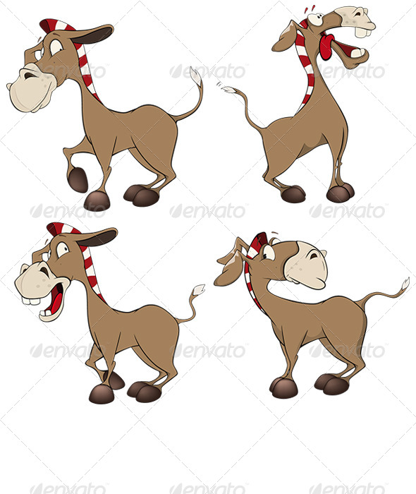 GraphicRiver Set of Donkeys Cartoon 8614466 GraphicRiver Set of Donkeys Cartoon 8614466
