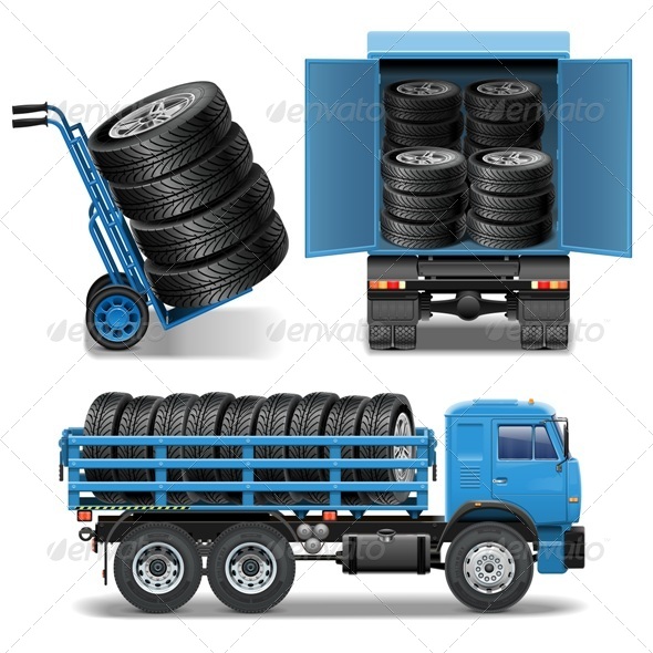 GraphicRiver Vector Tire Delivery Icons 8614789 GraphicRiver Vector Tire Delivery Icons 8614789