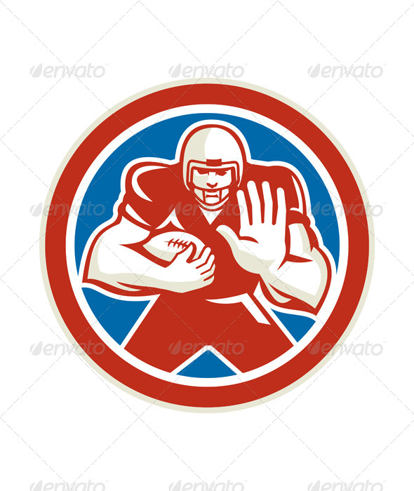 GraphicRiver American Football Fend Off Circle Retro 8614836 GraphicRiver American Football Fend Off Circle Retro 8614836
