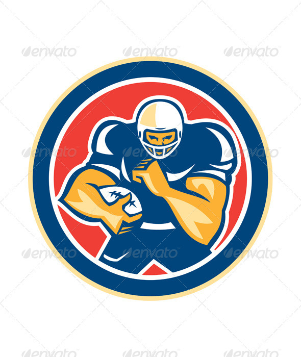 GraphicRiver American Football Fend Off Circle Retro 8614960 GraphicRiver American Football Fend Off Circle Retro 8614960