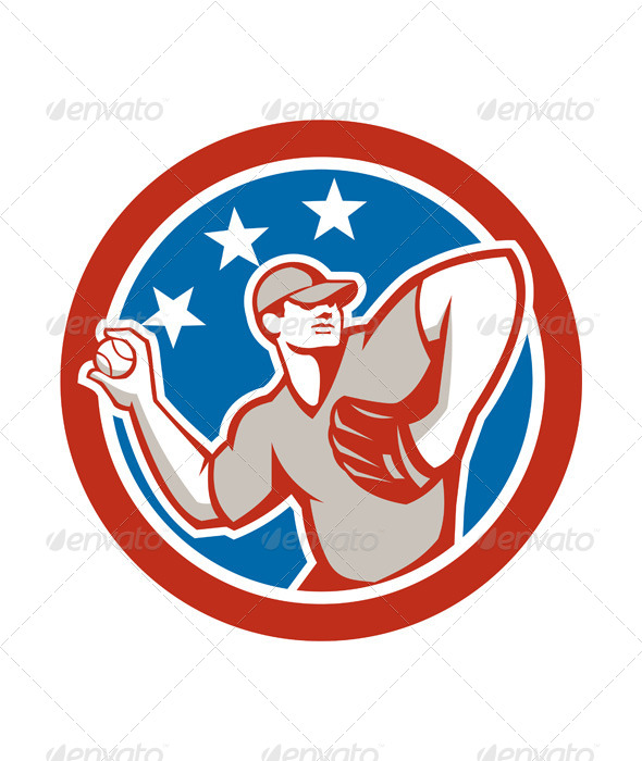 GraphicRiver American Baseball Pitcher Circle Retro 8615027 GraphicRiver American Baseball Pitcher Circle Retro 8615027