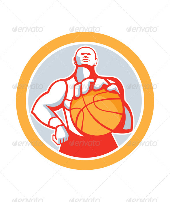 GraphicRiver Basketball Player With Ball Circle Retro 8615032 GraphicRiver Basketball Player With Ball Circle Retro 8615032