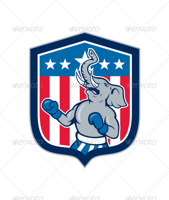 GraphicRiver Republican Elephant Boxer Mascot Shield Cartoon 8615119 GraphicRiver Republican Elephant Boxer Mascot Shield Cartoon 8615119