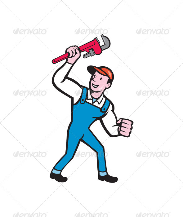 GraphicRiver Plumber Holding Monkey Wrench 8615193 GraphicRiver Plumber Holding Monkey Wrench 8615193