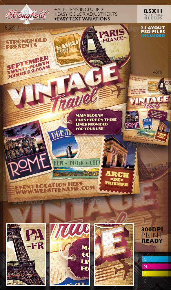 Vintage Travel Decals Poster Template (Clubs & Parties)