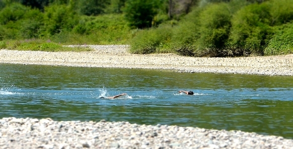 Children Bathing in the River Miniature Effect Children Bathing in the River Miniature Effect
