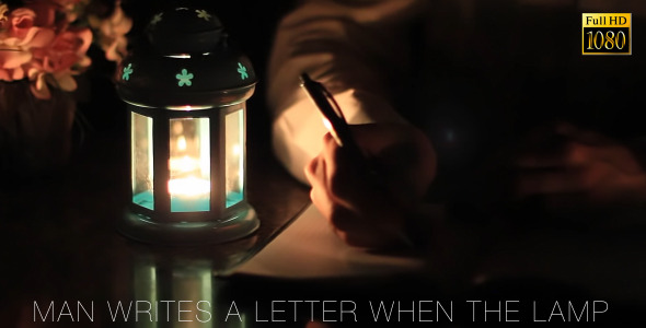 Man Writes A Letter When The Lamp Man Writes A Letter When The Lamp