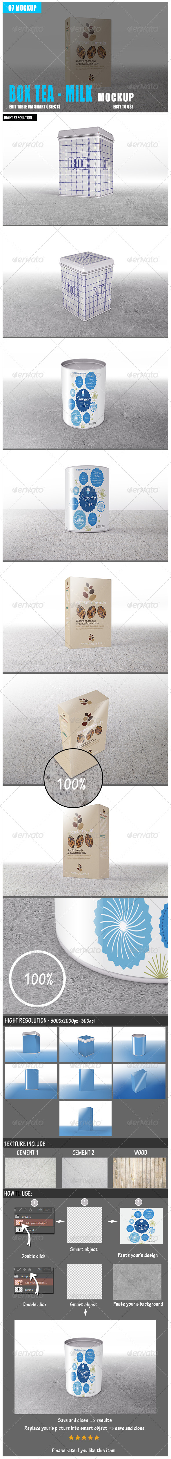 GraphicRiver Box Tea Milk Mockup 8619235 GraphicRiver Box Tea Milk Mockup 8619235