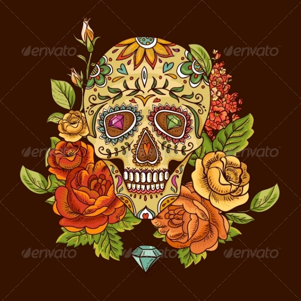 GraphicRiver Skull and Flowers Day of The Dead 8619834 GraphicRiver Skull and Flowers Day of The Dead 8619834