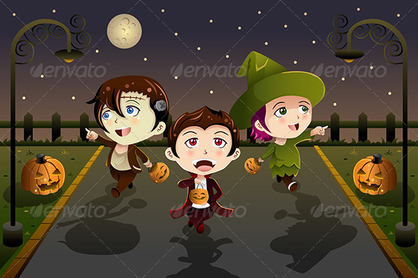 GraphicRiver Kids Wearing Halloween Costumes 8620224 GraphicRiver Kids Wearing Halloween Costumes 8620224