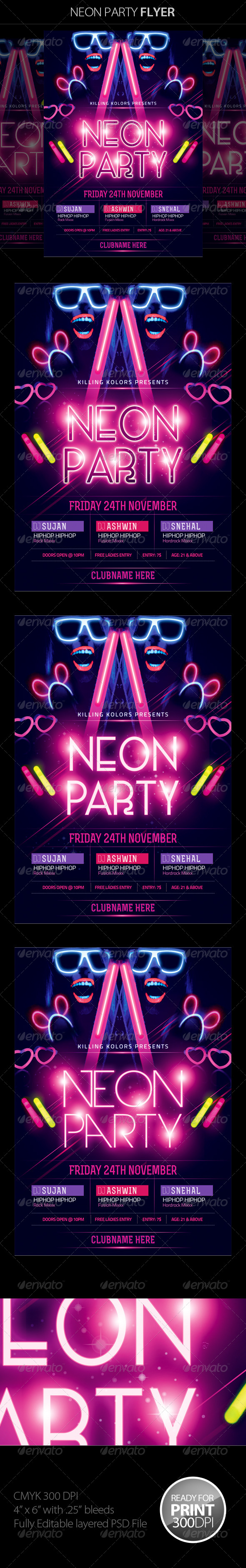 GraphicRiver Neon Glow Party Flyer 8620238 GraphicRiver Neon Glow Party Flyer 8620238