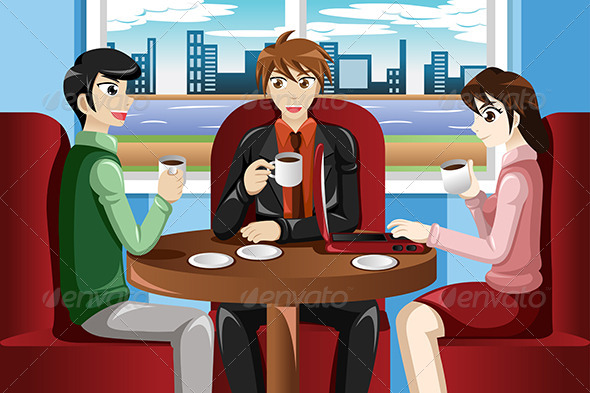 GraphicRiver Business People Meeting in the Cafe 8620663 GraphicRiver Business People Meeting in the Cafe 8620663