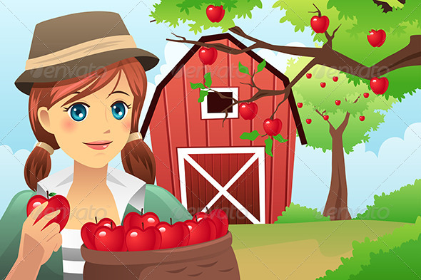 GraphicRiver Woman Carrying a Basket of Fruit 8620666 GraphicRiver Woman Carrying a Basket of Fruit 8620666