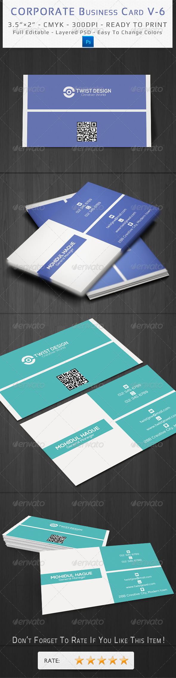 GraphicRiver Corporate Business Card V-6 8620992 GraphicRiver Corporate Business Card V-6 8620992