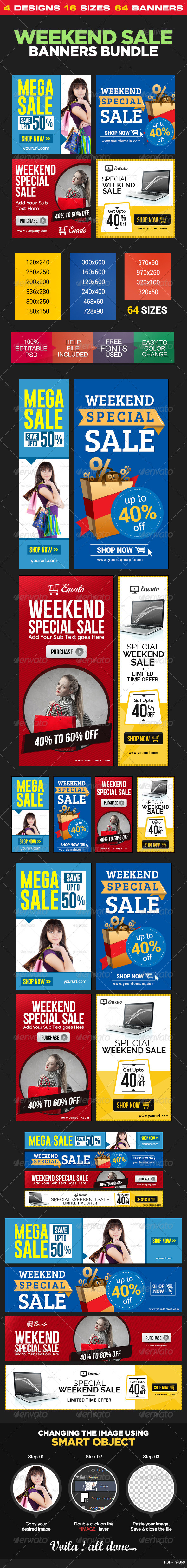 GraphicRiver Weekend Sale Banner Bundle 4 Sets 8621507 GraphicRiver Weekend Sale Banner Bundle 4 Sets 8621507
